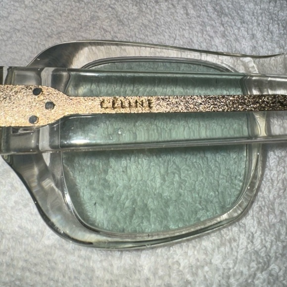 Celine Clear Lucite Gold Arm Square Frame Glasses - Picture 3 of 5